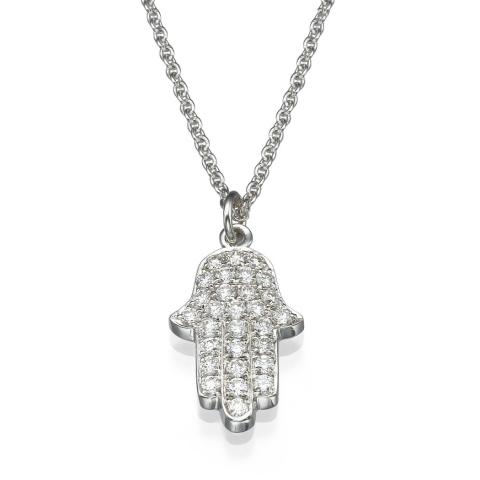 Hamsa diamond pendant