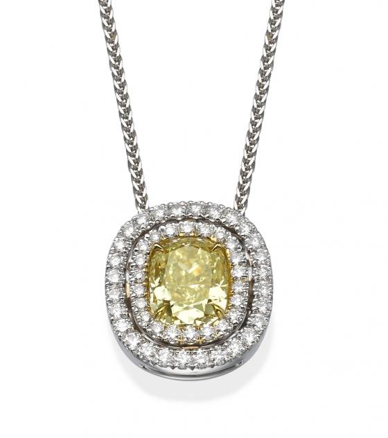 yellow cushion pendant
