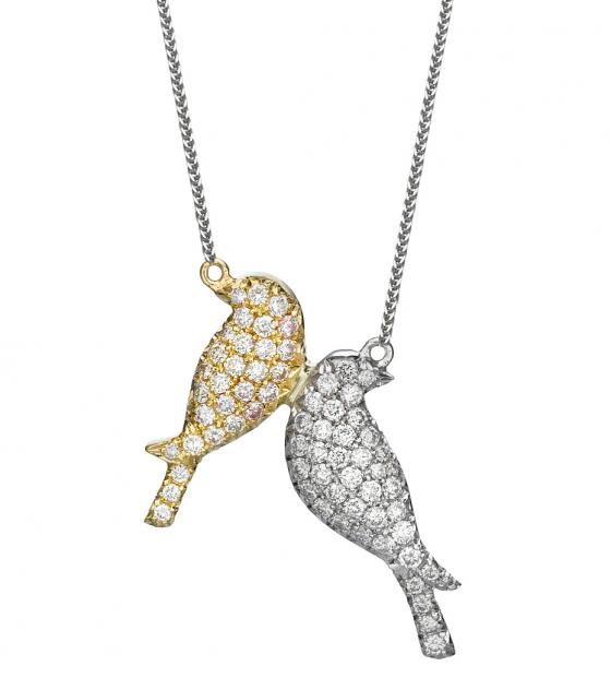 Diamond birds pendant